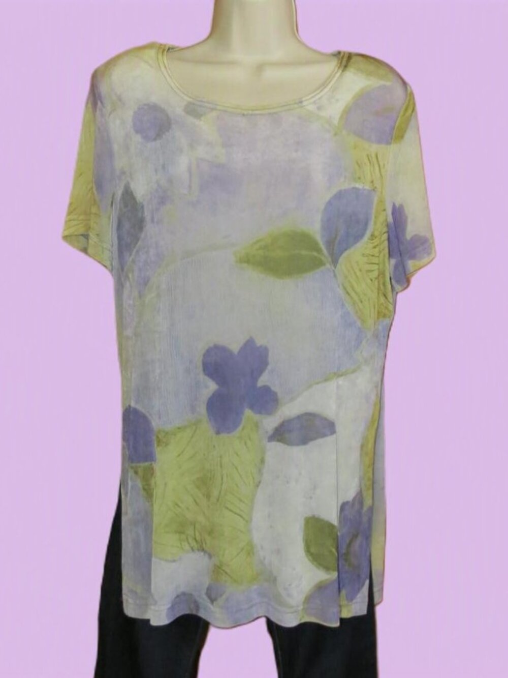 VTG Softwear by Mark Singer Orchid Green Tunic Top Size Medium